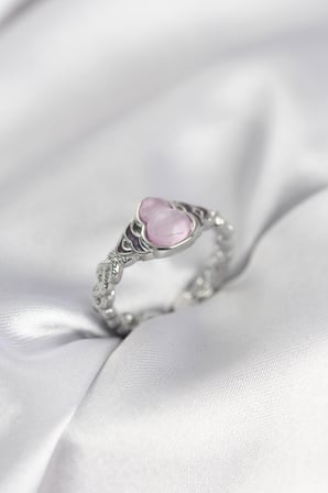 Gümüş Renk Pembe Damla Model Kadın Yüzük 5886