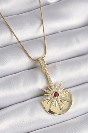316L Çelik Gold Renk Zirkon Taşlı Yıldız Model Kadın Kolye 5886