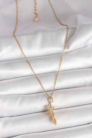 316L Çelik Gold Renk Zincir Sarılma Model Kadın Kolye 5886