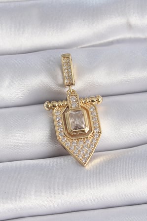 Pirinç Gold Renk Baget Zirkon Taşlı Ajda Charm 5886