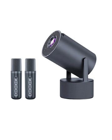 Bluetooth Hoparlörlü Akıllı Projektör Kablosuz Karaoke Mikrofonlu