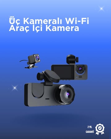 Gelişmiş G-Sensörlü Üçlü Araç Kamerası – 5” LCD Ekran ve Hareket Algıl