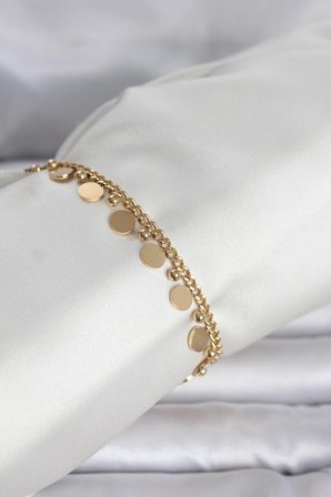 316L Çelik Gold Renk Pullu Model Kadın Bileklik 5886