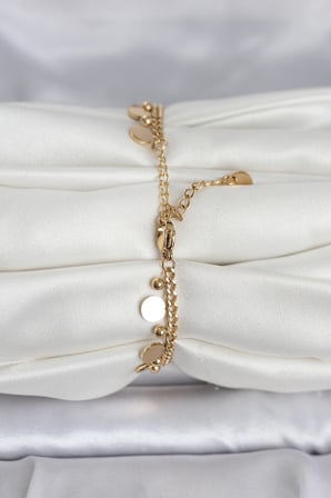 316L Çelik Gold Renk Pullu Model Kadın Bileklik 5886