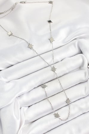 316L Çelik Kutup Yıldızı Figürlü Y Model Gümüş Renk Kadın Kolye 5886