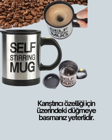 Kendi Kendini Karıştıran Termos Kupa | Güçlü Motor ve Çift Katmanlı Isı Kor
