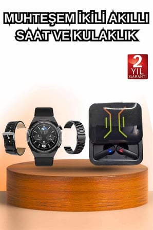 Dijital Göstergeli Bluetooth Kulaklık ve Bildirim Görebilen Akıllı Saat Alarm v