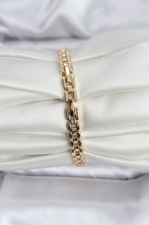 14K Gold Renk Kaplama Zirkon Kare Taşlı CM Kadın Bileklik 5886