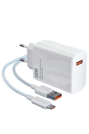 Type C Yüksek Hızlı Şarj Aleti Beyaz 120W Ultra Uzun Ömürlü