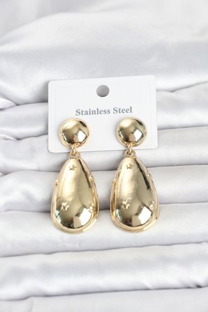 316L Çelik Gold Renk Damla Model Kadın Küpe 5886