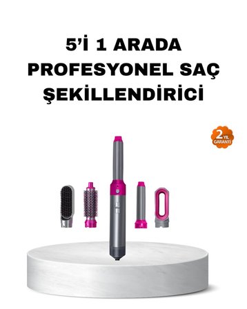 5’i 1 Arada Saç Şekillendirme Seti Negatif İyon Teknolojili ve Hızlı Kurutmal