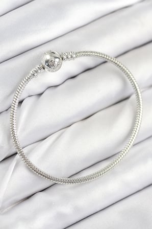 Pirinç Charm Topcuk Model Gümüş Renk Kadın Bileklik 5886