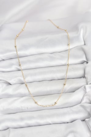 CM 14K Gold Renk Minik Top Zincirli Kadın Kolye 5886