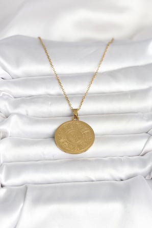316L Çelik Gold Renk Ayetel Kürsi Yazılı Kolye 5886