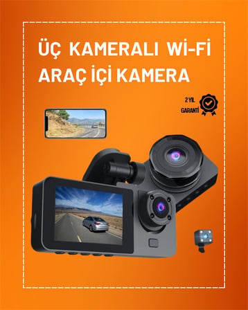Full HD Çözünürlüklü Üç Kameralı Araç İçi Kamera – Park ve Sürüş G?