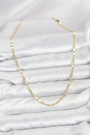 CM 14K Gold Renk Lazerli Zincir Model Kadın Kolye 5886