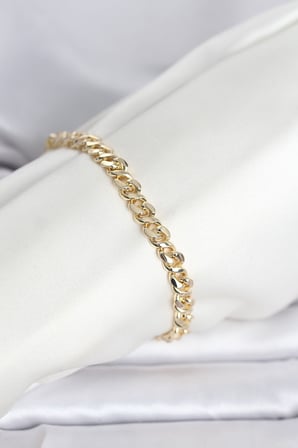 CM 14K Gold Renk Yassı Zincir Model Kadın Bileklik 5886