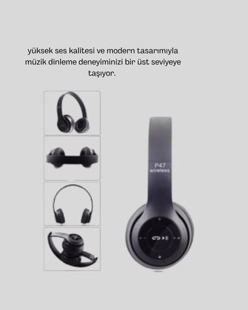 Bluetooth 5.0 Kablosuz Kulaklık – Extra Bass TF Kart Desteği 3.5mm AUX Girişli