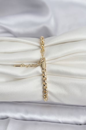 14K Gold Renk Kaplama Zincir Model Kadın CM Bileklik 5886