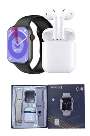 Akıllı Saat Gümüş Kasa Bluetooth Kulaklık Hediyeli Çok Fonksiyonlu İkili Set