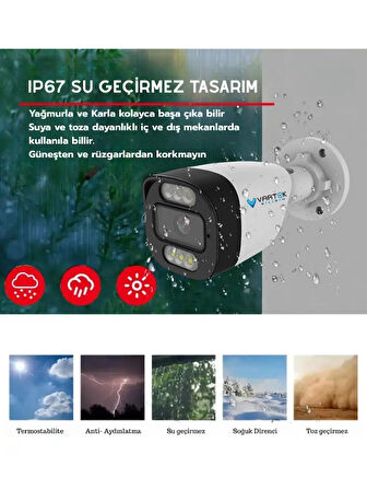 5MP AHD Warmled Güvenlik Kamerası – 5MP Starlight Lens – Su Geçirmez IP67 – Tekli Kamera