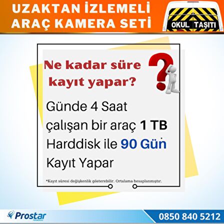 Full AHD Araç Kamera Seti 4 Kameralı 1 TB Harddisk Dahil Kayıtlı 7 inç Hdmi Ekranlı 