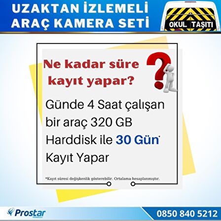 Full AHD Araç Kamera Seti 4 Kameralı 320 GB Harddisk Dahil Kayıtlı 7 inç Hdmi Ekranlı 