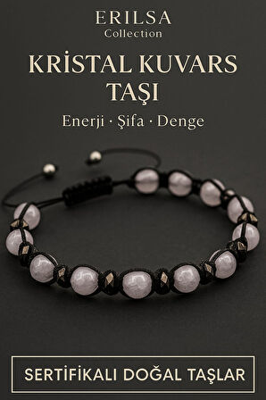 Sertifikalı Kristal Kuvars ve Terahertz Taşı Bileklik – Arınma, Netlik ve Zihinsel Denge