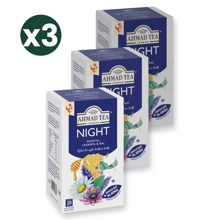Ahmad Tea Night Karışık Bitki Çayı 20'li 3'li Ekonomik Paket – Toplam 60 Poşet Çay
