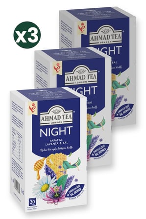 Ahmad Tea Night Karışık Bitki Çayı 20'li 3'li Ekonomik Paket – Toplam 60 Poşet Çay