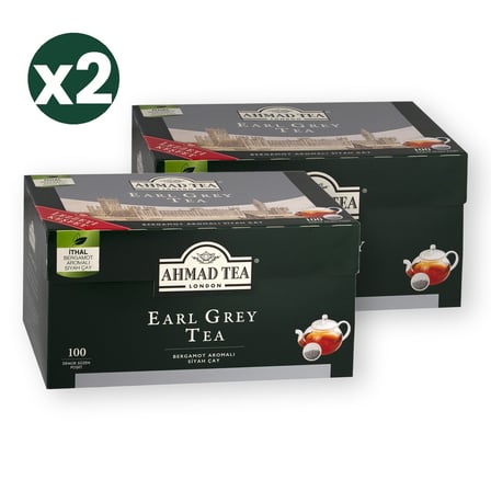 Ahmad Tea Earl Grey Demlik Poşet Çay 100'Lü 320 G 2'Li Ekonomik Paket – Toplam 200 Demlik Poşet