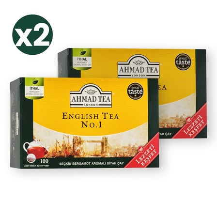 Ahmad Tea English Tea No.1 100'Lü Demlik Poşet 2'Li Ekonomik Paket – Toplam 200 Demlik Poşet