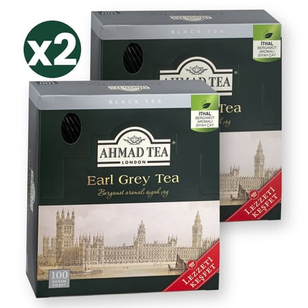 Ahmad Tea Earl Grey Bardak Poşet Çay 100'Lü 200 G 2'Li Ekonomik Paket – Toplam 200 Bardak Poşet