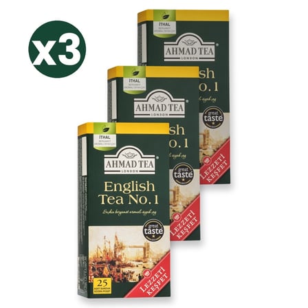 Ahmad Tea English Tea No.1 25'Li Bardak Poşet 3'Li Ekonomik Paket – Toplam 75 Bardak Poşet