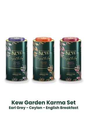 Ahmad Tea Kew Garden Karma Set – Earl Grey, Ceylon ve English Breakfast Hediyelik Çay Kutuları