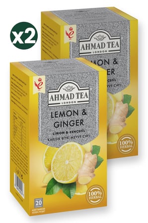 Ahmad Tea Limon ve Zencefil Karışık Bitki Meyve Çayı 20'li 2'li Ekonomik Paket – Toplam 40 Poşet Çay