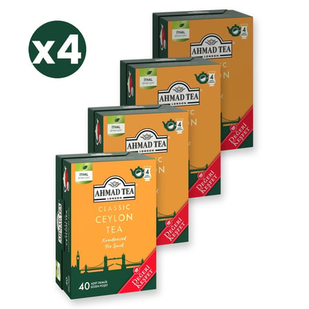 Ahmad Tea Klasik Ceylon Tea Demlik Poşet Çay 40x2 G 4'li Ekonomik Paket – Toplam 160 Demlik Poşet