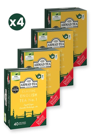 Ahmad Tea Klasik English Tea No.1 Demlik Poşet Çay 40X2 G 4'Li Ekonomik Paket – Toplam 160 Demlik Poşet