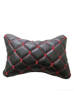 Araba Deri Boyun Yastığı Siyah-kırmızı