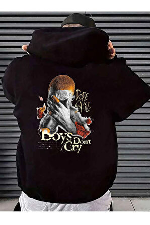 Unisex Kadın Erkek Kapüşonlu Kanguru Cepli Oversize Sweatshirt Dont Cry