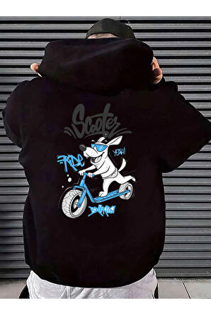Unisex Kadın Erkek Kapüşonlu Kanguru Cepli Oversize Sweatshirt Hoodie Scooter