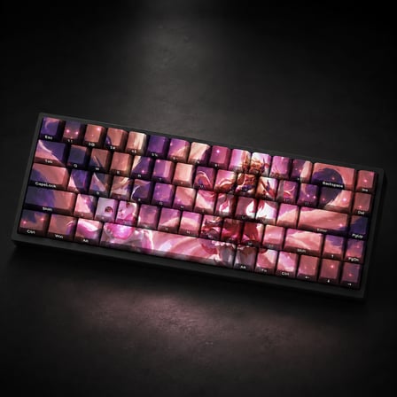 Özel LoL Star Guardian Ahri 68 Tuş PBT Cherry Profil Boya Süblimasyonlu Mekanik Klavye Keycaps Seti