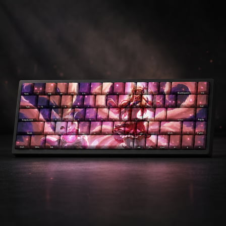 Özel LoL Star Guardian Ahri 68 Tuş PBT Cherry Profil Boya Süblimasyonlu Mekanik Klavye Keycaps Seti