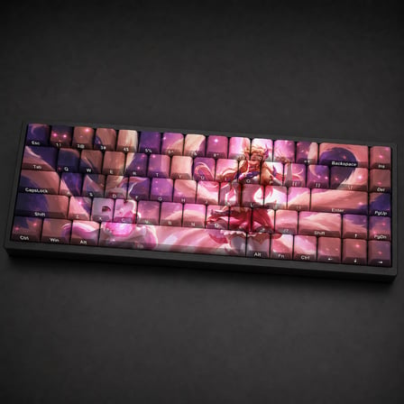 Özel LoL Star Guardian Ahri 68 Tuş PBT Cherry Profil Boya Süblimasyonlu Mekanik Klavye Keycaps Seti