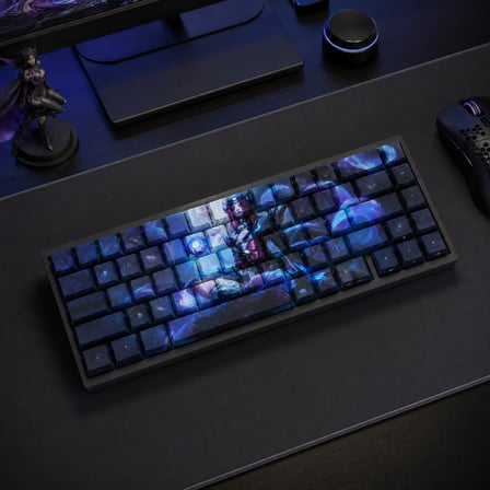 Özel LoL Snow Moon Ahri 68 Tuş PBT Cherry Profil Boya Süblimasyon Yan Baskılı Mekanik Klavye Keycaps Seti
