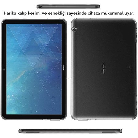 Northcity Huawei Mediapad T5 10.1" Şeffaf TPU Soft Silikon Kılıf - Çizik ve Darbe Koruması (5775)