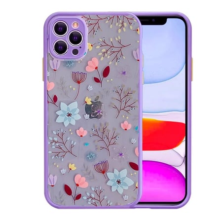Northcity iPhone 12 Pro 6.1" Silikon Kılıf Çiçek Desenli - Sararma Yapmaz Kamera Koruyucu