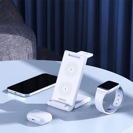 Northcity Duzzona 15W Katlanır 3 in 1 Telefon Kulaklık Saat Kablosuz Şarj Standı-(5775)