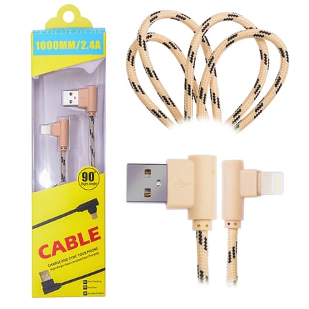 Northcity iPhone Lightning Eğik Başlı USB Kablo 1 Metre - A++ Kalite, iPhone 5S/6S/6S Plus/7/7 Plus Uyumlu