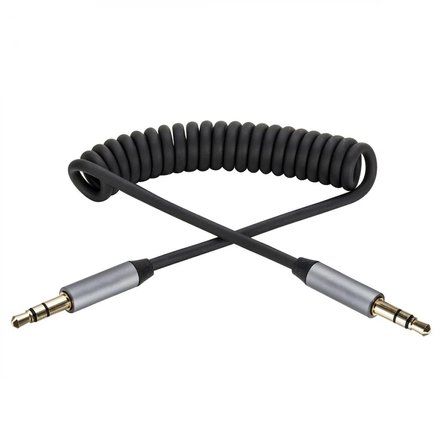 Northcity Spiral Araç Ses Aktarım Kablosu Aux 2/3mm - 3m Kıvrımlı Krom/Nikel Jack